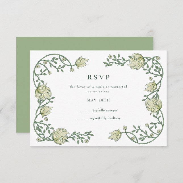 Cartão RSVP Casamento Floral do Jardim Vitoriano (Frente/Verso)