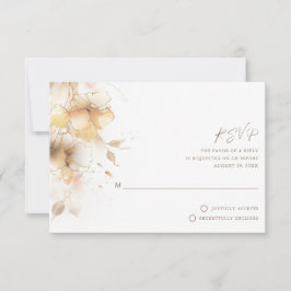 Cartão RSVP Casamento Floral do Outono Dourado