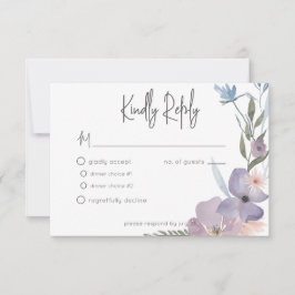Cartão RSVP Casamento Floral Dusty Purple & Blue Boho