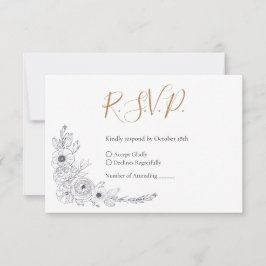 Cartão RSVP Casamento Floral Elegante