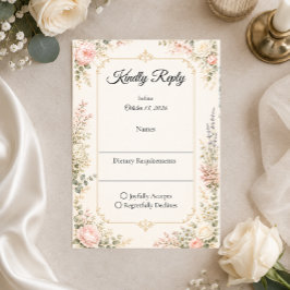 Cartão RSVP Casamento Floral Elegante