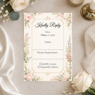 Cartão RSVP Casamento Floral Elegante