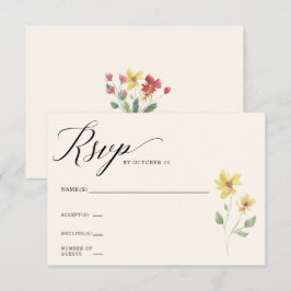Cartão RSVP Casamento Floral Elegante Boho Summer Wildflower