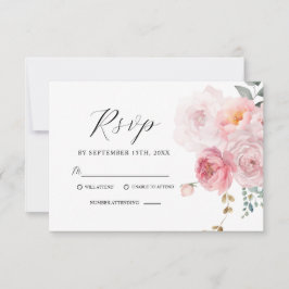 Cartão RSVP Casamento Floral Elegante Do Jardim De Boho Rosa-B