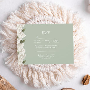 Cartão RSVP Casamento Floral Elegante Luxo Moderno Verde Salvi