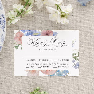 Cartão RSVP Casamento Floral Elegante Romântico em Aquarela