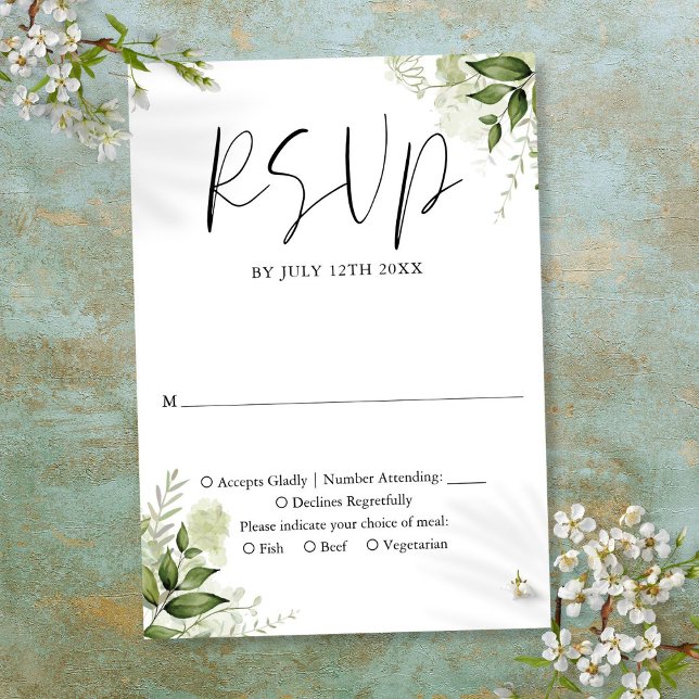 Cartão RSVP Casamento Floral Elegante Rustic Greenery (Elegant Rustic Greenery Floral Wedding RSVP Card)