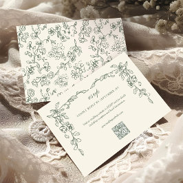 Cartão RSVP Casamento Floral Elegante Sage Green Vintage