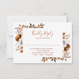 Cartão RSVP Casamento Floral Elegante Terracota Outono