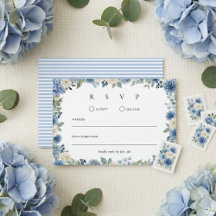 Casamento Floral em Aquarela Azul e Branco