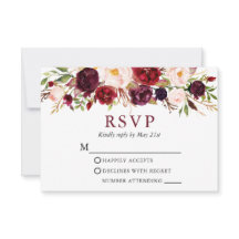 Casamento Floral em Aquarela Burgundy Elegante
