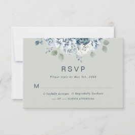 Cartão RSVP Casamento Floral em Aquarela Moderna em Verde Salv