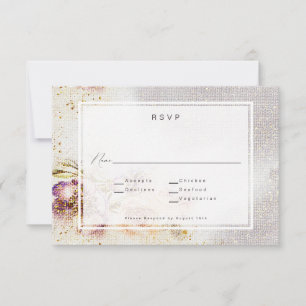 Cartão RSVP Casamento Floral em Tela Pintada com Aquarela Eleg