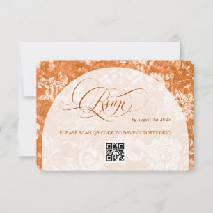 Cartão RSVP Casamento Floral em Terracota Vintage