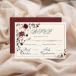 Cartão RSVP Casamento Floral Eucalyptus Burgundy<br><div class="desc">Flores modernas e roxas cercadas por belos verdes RSVP. Personalizar conforme necessário. Para personalizar,  clique no link "personalizar mais" e use a ferramenta design para fazer alterações. Muitas seleções de papel,  assim como formas de papel. 100% de satisfação do cliente no "Zazzle"</div>