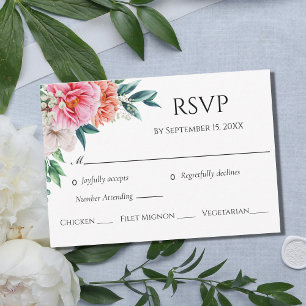 Cartão RSVP Casamento Floral Eucalyptus Pessonies Pessegueiros