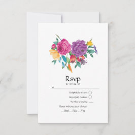 Cartão RSVP Casamento Floral Fiesta Aquarela