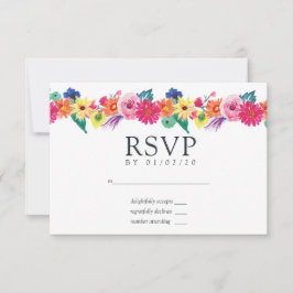 Cartão RSVP Casamento Floral Fiesta de Aquarela