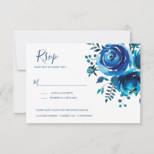 Cartão RSVP Casamento Floral Indigo Mood
