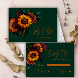 Cartão RSVP Casamento Floral Laranja Russo Queimado Verde