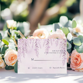 Cartão RSVP Casamento Floral Lavanda Bege Sofisticado