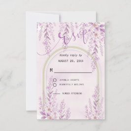 Cartão RSVP Casamento Floral Lavanda Bege Sofisticado