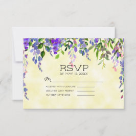 Cartão RSVP Casamento Floral Lavanda Roxo Aquarela Amarelo