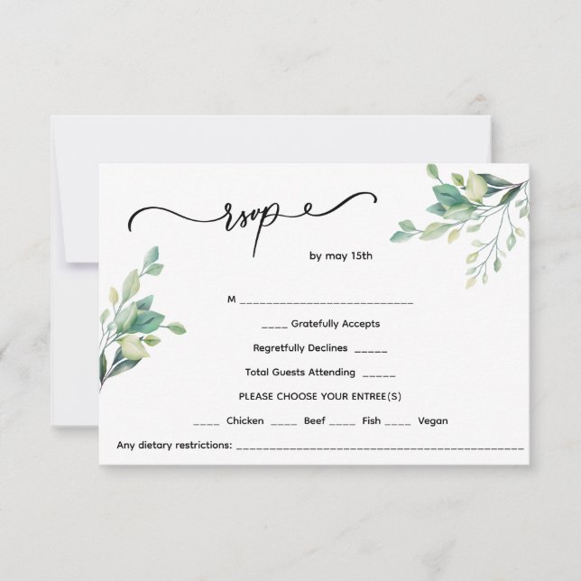 Cartão RSVP Casamento floral minimalista (Frente)