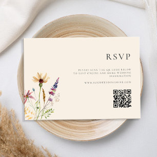 Cartão RSVP Casamento Floral Minimalista Boho Wildflower