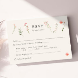 Cartão RSVP Casamento Floral Mínimo de Beige Boho