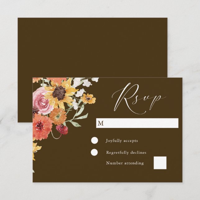 Cartão RSVP Casamento Floral Moderno Boho Verão (Frente/Verso)