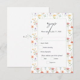 Cartão RSVP Casamento Floral Moderno de Flores Silvestres Boho