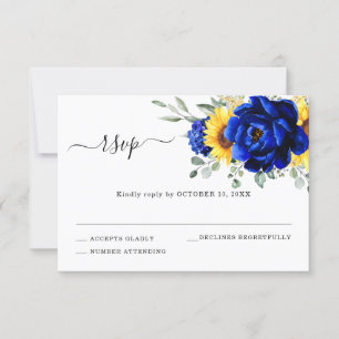 Cartão RSVP Casamento Floral Moderno de Girassol Russo Real 