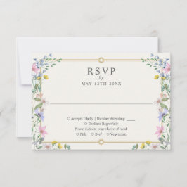 Cartão RSVP Casamento Floral Monograma Jardim Country
