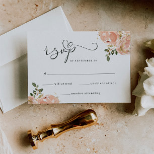 Cartão RSVP Casamento Floral Neutral de Aquarela Elegante