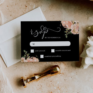 Cartão RSVP Casamento Floral Neutral de Aquarela Elegante