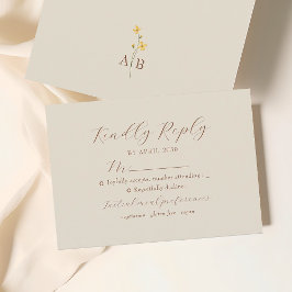 Cartão RSVP Casamento Floral Neutro