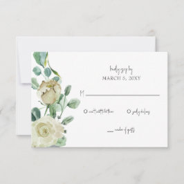 Cartão RSVP Casamento Floral Neutro Botânico Rustic Airy