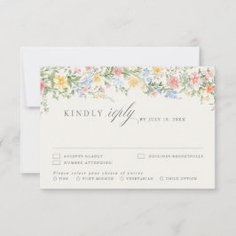 Cartão RSVP Casamento Floral Ornado de Primavera com Pastel Su