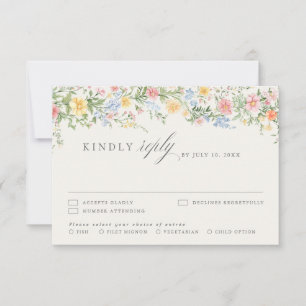 Cartão RSVP Casamento Floral Ornado de Primavera com Pastel Su