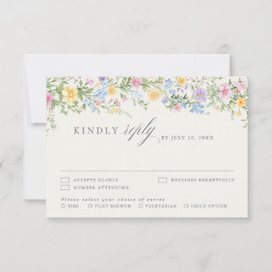 Cartão RSVP Casamento Floral Ornate de Pastel Suave de Jardim 