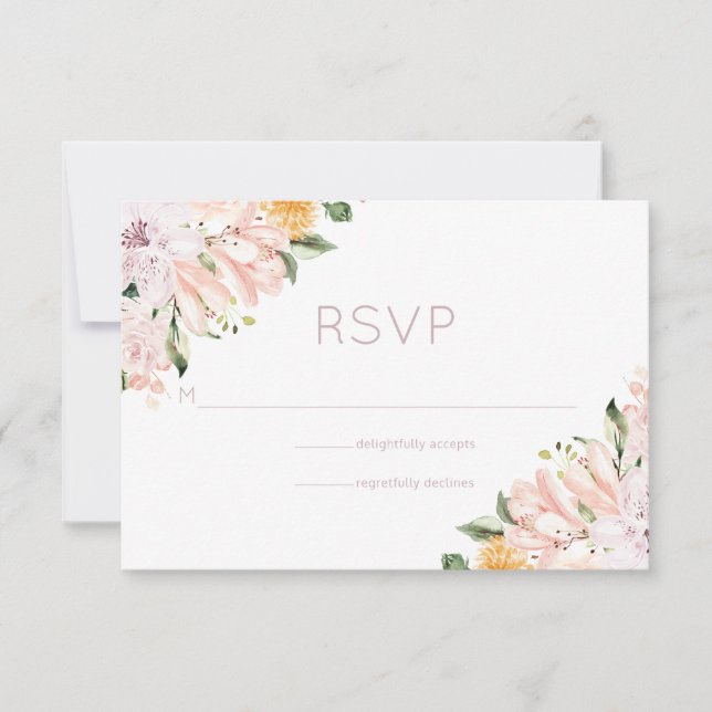 Cartão RSVP Casamento Floral Pastel Hues (Frente)