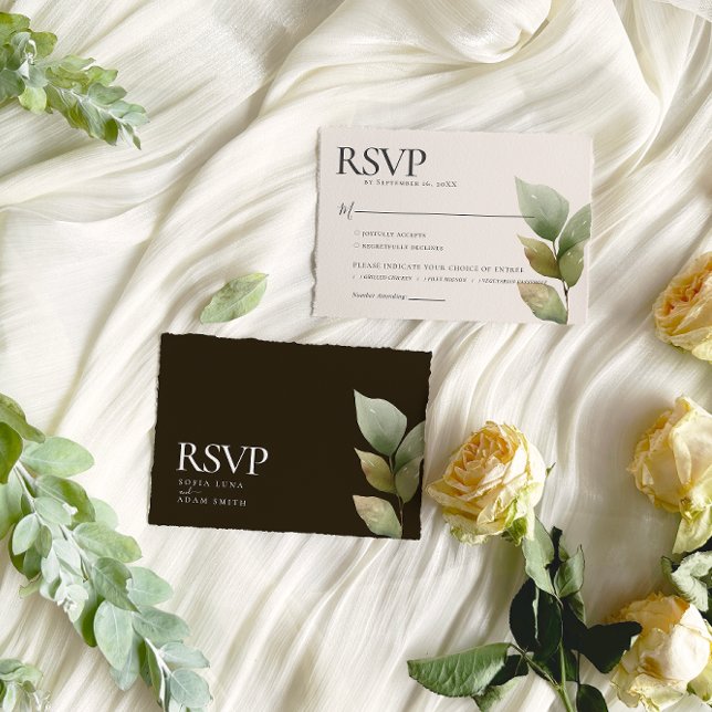 Cartão RSVP Casamento Floral Por Aquarela De Inverno (Criador carregado)