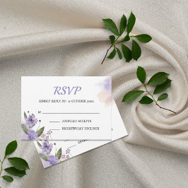 Cartão RSVP Casamento Floral Púrpura Doce