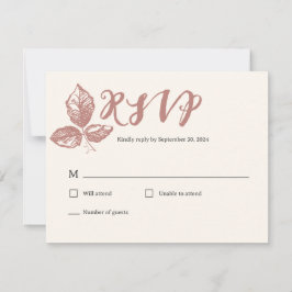 Cartão RSVP Casamento Floral Quente-Quente-Quente Russo
