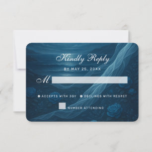 Cartão RSVP Casamento Floral Romântico à Luz da Lua na Praia