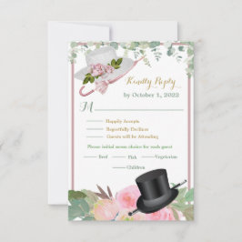Cartão RSVP Casamento Floral Romântico Blush Pink