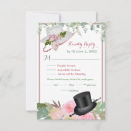 Cartão RSVP Casamento Floral Romântico Blush Pink