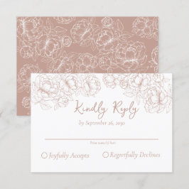 Cartão RSVP Casamento Floral Romântico com Vintage Rosa Escamo