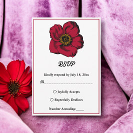 Cartão RSVP Casamento floral romântico da rosa vermelha burgun